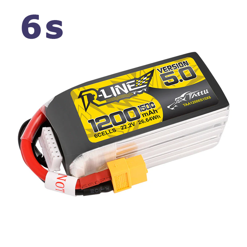 TATTU R-Line 1200mAh 22.2V 150C 6S Lipo Battery Pack with XT60 plug