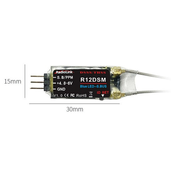 R12DSM 12 channels MINI receiver by Radiolink