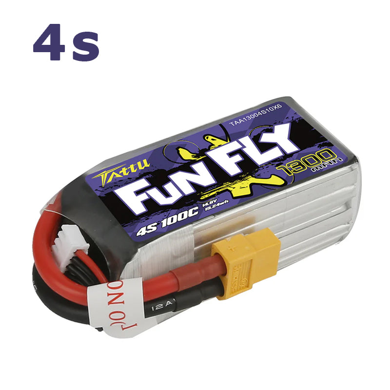 TATTU FUNFLY 1300mAh 14.8V 100C 4S1P Lipo Battery Pack with XT60 plug