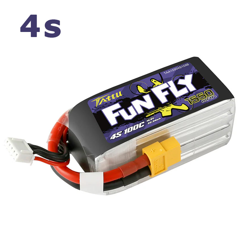TATTU FUNFLY 1550mAh 14.8V 100C 4S1P Lipo Battery Pack with XT-60 Plug