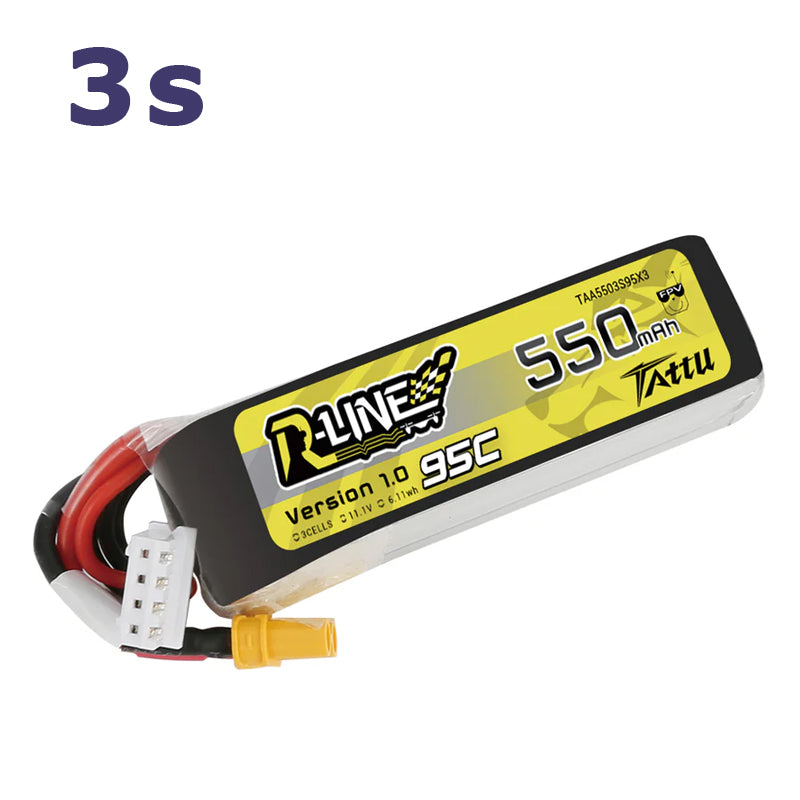 TATTU R-Line 550mAh 11.1V 3S1P 95C Lipo Battery with XT30 plug (Copy)